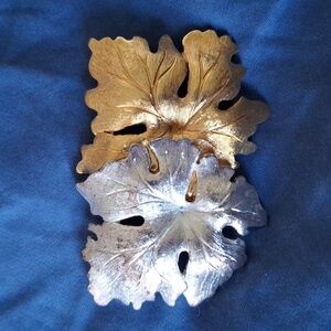 Vintage Monet, Gold/Silver tones leaf Brooch